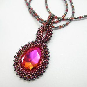 Bead woven Swarovski focal necklace